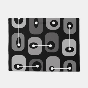 Abstract Squishy Cubes Black Silver Doormat