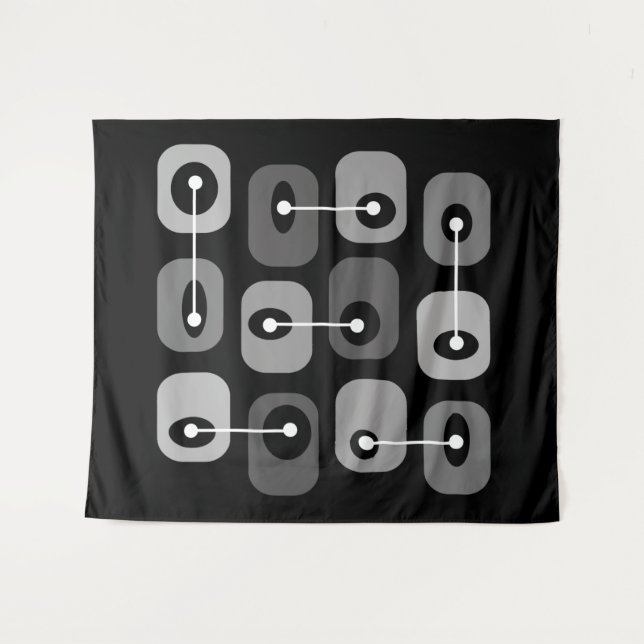 Abstract Squishy Cubes Black Silver Tapestry (Front (Horizontal))