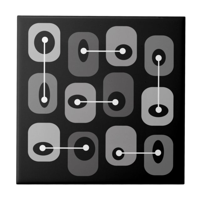 Abstract Squishy Cubes Black Silver Tile (Front)