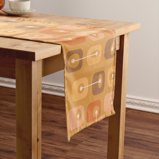Abstract Squishy Cubes Burnt Orange Short Table Runner (In Situ)