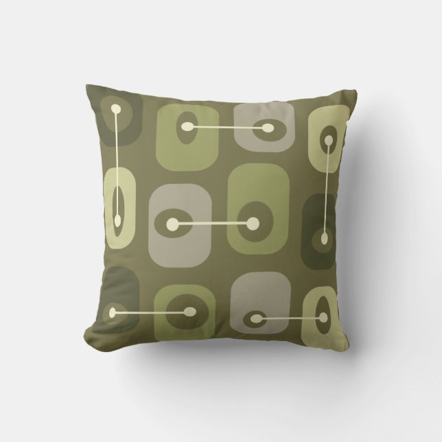Abstract Squishy Cubes Olive Green Throw Pillow (Front)