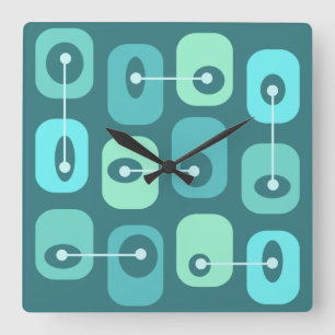 Abstract Squishy Cubes Turquoise Square Wall Clock
