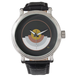 Abstract Stacked Circle Design Wrist Watch
