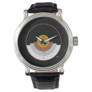 Abstract Stacked Circle Design Wrist Watch