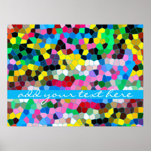 Abstract Stained Glass Colorful Blue Pink Mosaic Poster