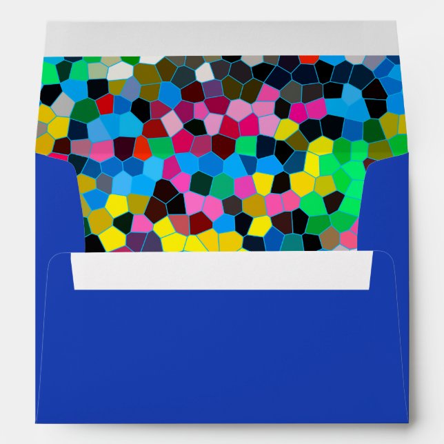 Abstract Stained Glass Colourful Blue Pink Mosaic Envelope (Back (Bottom))