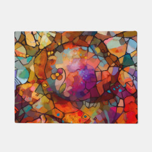 Abstract, stained glass, contemporary painting doormat
