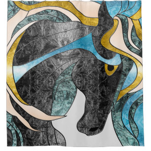 Abstract Stained Glass Horse Art – Modern Equine
