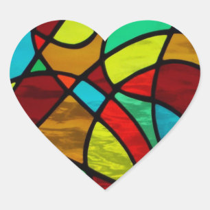 Abstract stained glass "Love Heart" sticker