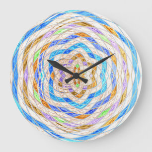 Abstract Stained Glass Mosaic Pattern #3 Large Clock
