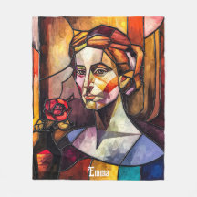 Abstract Stained Glass Woman Portrait