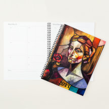 Abstract Stained Glass Woman Portrait