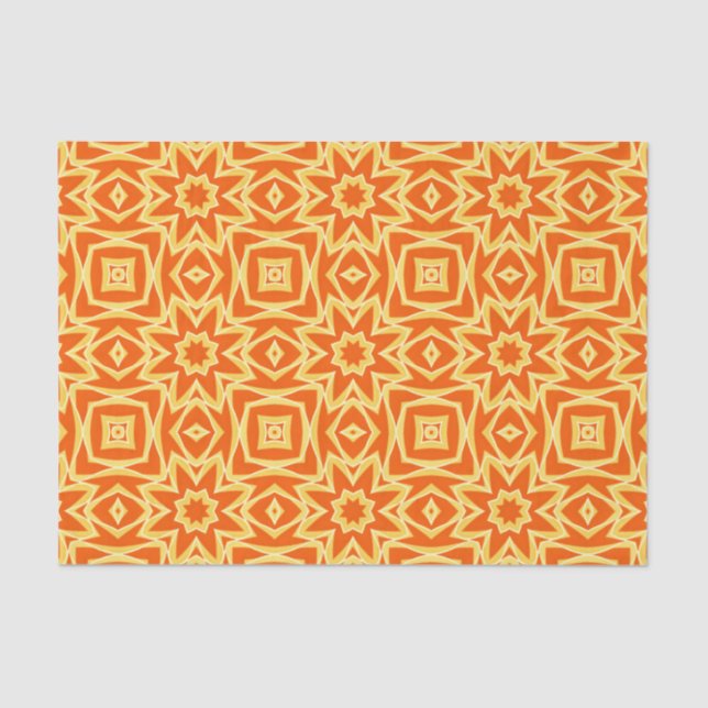 Abstract Star Geometric - Orange and Gold  Tissue Paper (Front)