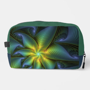 Abstract Star, Shiny Blue Green Golden Fractal Art Dopp Kit