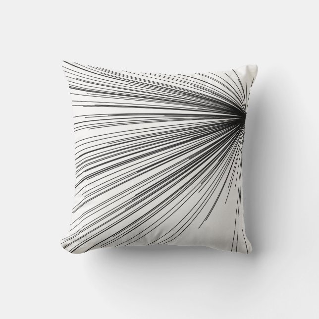 Abstract Starburst Design | Black & White Outdoor Pillow (Front)