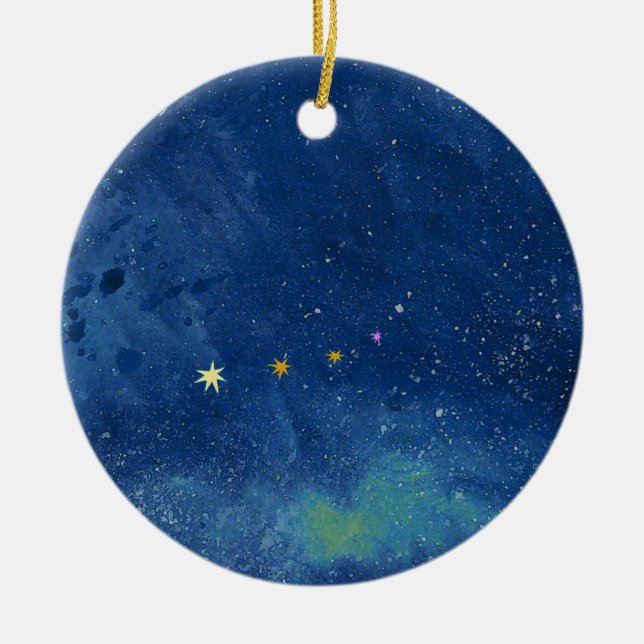  Abstract Starry Sky Watercolor Nebula Galaxy Ceramic Ornament (Front)