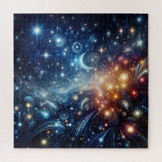 Abstract Stars and Moon Jigsaw Puzzle