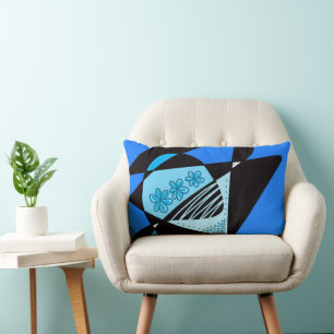 Abstract Stars And Stripes: Blue Black 2 Lumbar Pillow