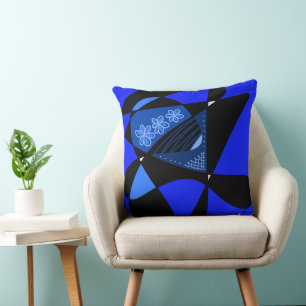 Abstract Stars And Stripes: Blue Black Throw Pillow