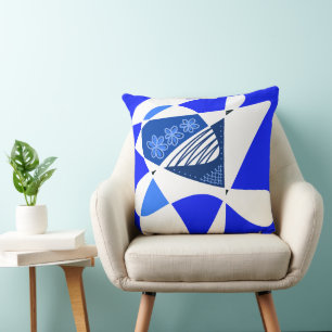 Abstract Stars And Stripes: Blue White Throw Pillow