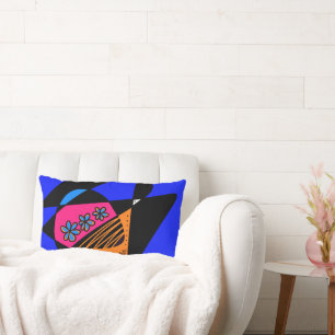 Abstract Stars And Stripes: Pink Orange Blue Lumbar Pillow
