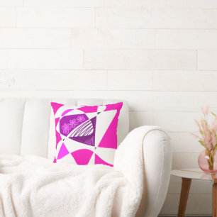 Abstract Stars And Stripes: Purple Pink White Throw Pillow