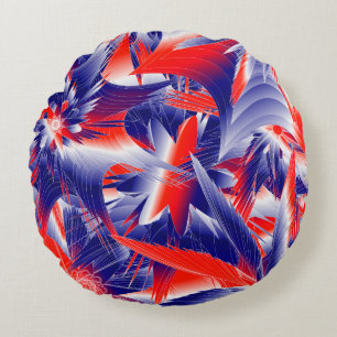 Abstract Stars  Red White and Blue Round Pillow