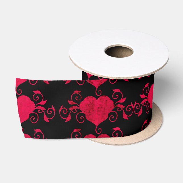 Abstract Steampunk Heart Satin Ribbon (Spool)