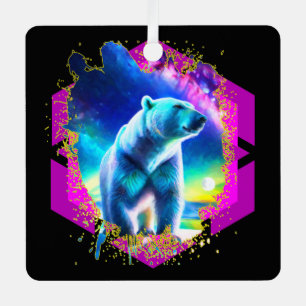 Abstract Stellar Bear Metal Ornament