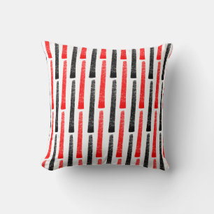 Abstract Stenciled Lines - Red and Black Throw Pillow
