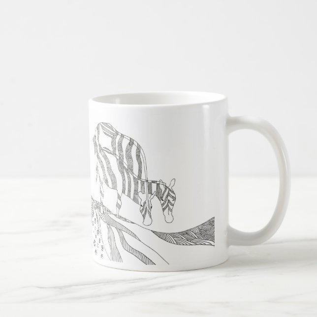Abstract stick figure custom mug giraffe (Right)