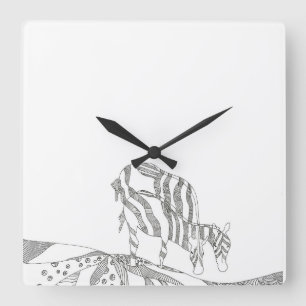 Abstract stick figure custom mug giraffe square wall clock