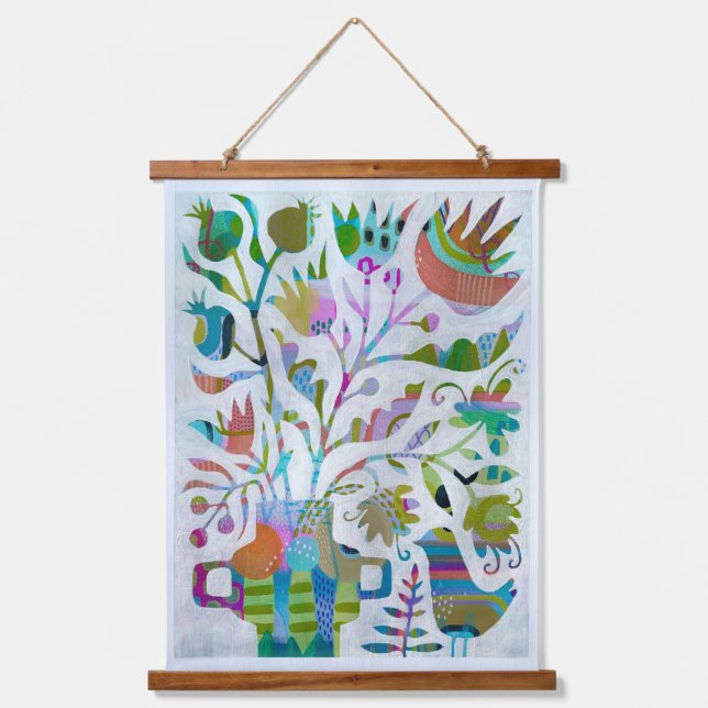 Abstract Still Life with Bird Hanging Tapestry (Front)