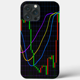 Abstract Stock Market Candlestick Chart on Black iPhone 13 Pro Max Case