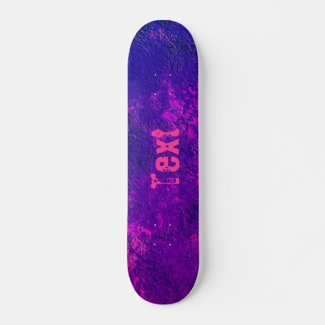 Abstract stone marble textured navy pink violet pl skateboard (Front)