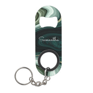 Abstract Stone Swirl Custom Name Keychain Bottle Opener