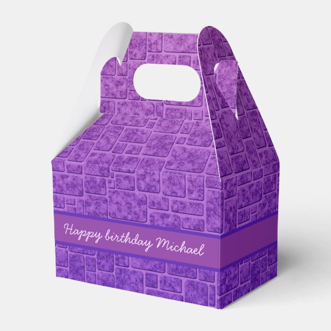Abstract stone texture bricks decor ornamental pur favor box (Front Side)