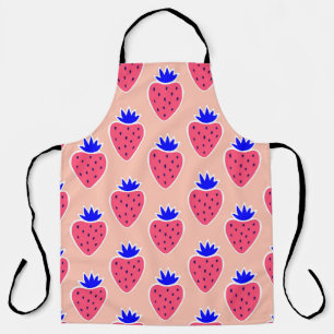 Abstract strawberry pattern on peach. apron