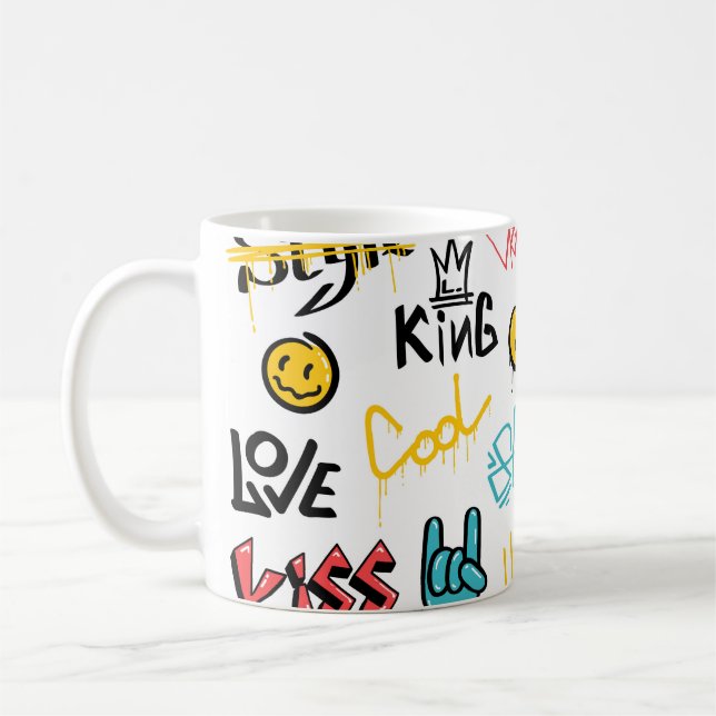 Abstract street graffiti lettering elements with g coffee mug (Left)