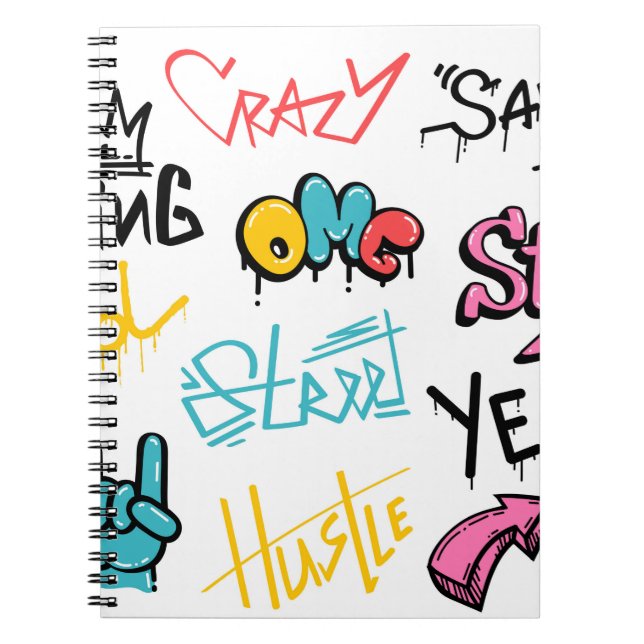 Abstract street graffiti lettering elements with g notebook (Front)