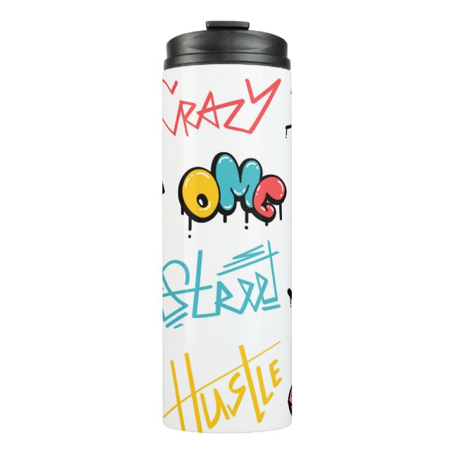 Abstract street graffiti lettering elements with g thermal tumbler (Front)
