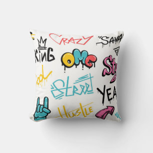 Abstract street graffiti lettering elements with g throw pillow