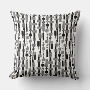 Abstract Stripe - Black on White Throw Pillow