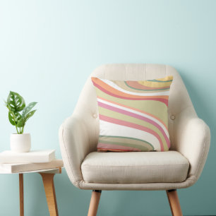 Abstract Stripe Rainbow Modern Colourful Bedroom Throw Pillow