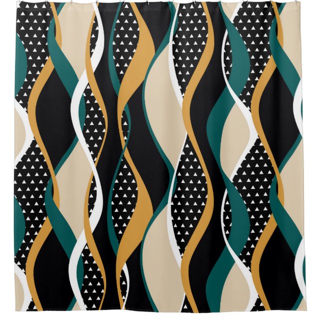 Abstract striped, colourful wavy pattern. (Front)