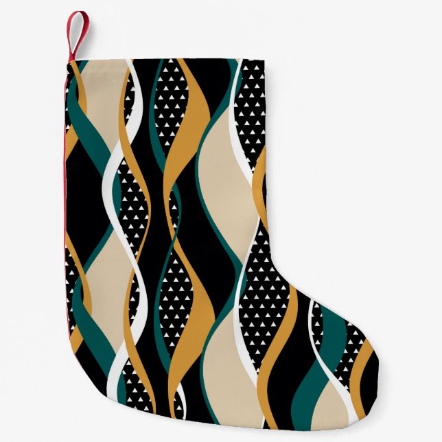 Abstract striped, colourful wavy pattern. small christmas stocking (Front)