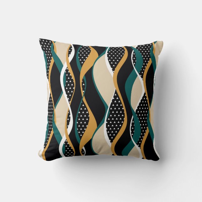 Abstract striped, colourful wavy pattern. throw pillow (Front)