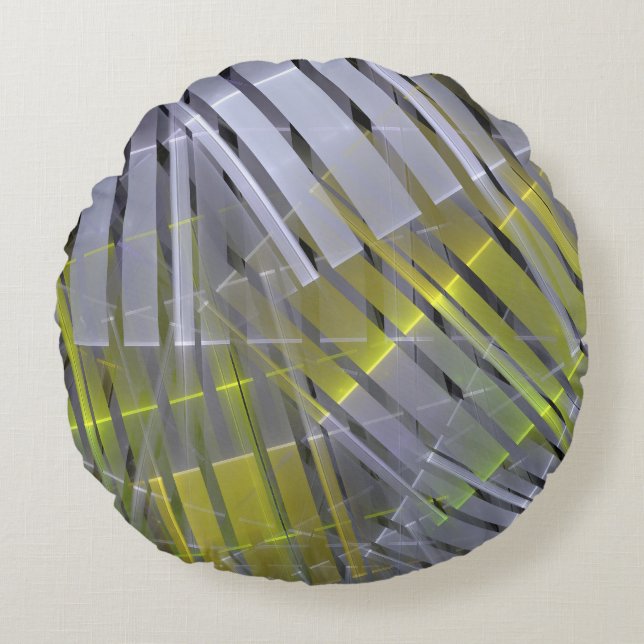 Abstract striped geometric decoration round pillow (Front)