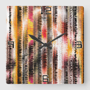 Abstract striped of showy sliced paper square wall clock