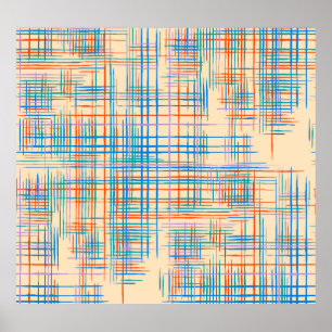 Abstract stripes, colourful ethnic grass mat. poster